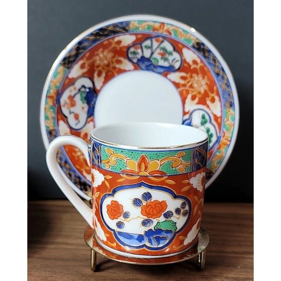 3 TAKAHASHI SAN FRANCISCO Demitasse Coffee Cups & Saucers  Multicolor & Gold Gil - Picture 5 of 16